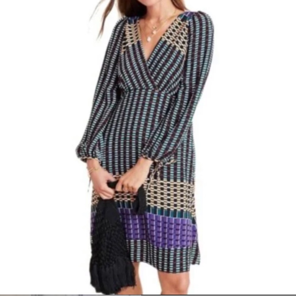 Anthropologie Maeve Gianna Long Sleeve Tunic Dress Size 2 Geometric Boho